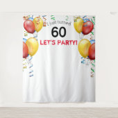 Plezierige ballon 60e verjaardag achtergrond, foto wandkleed (Voorkant)