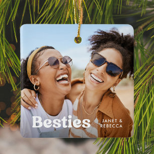 Plezierige Beste Vrienden Foto & Naam/s Aandenken  Keramisch Ornament