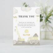 Plezierige Bouwconstructie Kinderfeestje Jongen Ve Bedankkaart (Staand voorkant)