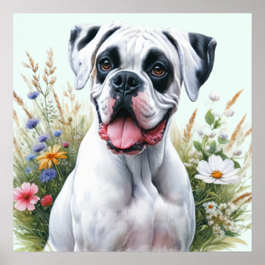 Plezierige Boxer Hond Poster (Voorkant)