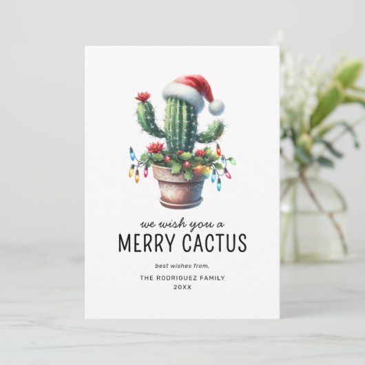 Plezierige Cactus Kerst Kaarten (Staand voorkant)