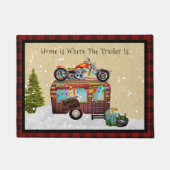 Plezierige Camper Aanhangwagen Afval Welkom Matje  Deurmat (Voorkant)