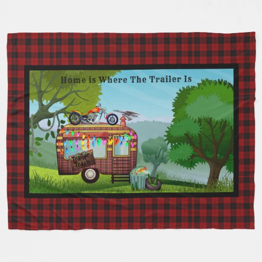 Plezierige Camper Aanhangwagen Afval Welkomstmat T Fleece Deken (Voorkant (Horizontaal))