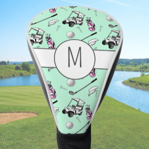 Plezierige Dame Golfer Moderne Aangepaste Monogram Golfheadcover