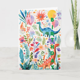 Plezierige Dinosaurus Plant Collage Vouwkaart Kaart