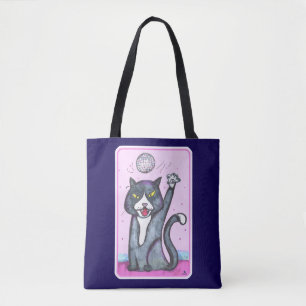 Plezierige Disco Bal Kat Cartoon Tijd Tote Bag