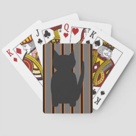 Plezierige en chique Halloween Zwarte Silhouet Kat Pokerkaarten