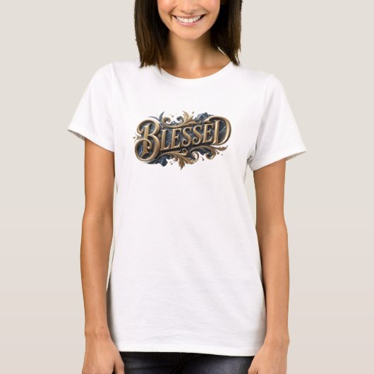 Plezierige en funky BLESSED aangepaste creatie T-shirt (Voorkant)