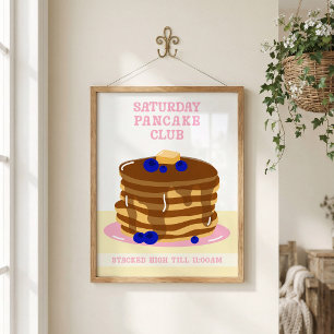 Plezierige en Retro Ontbijtpannenkoeken Keuken Kun Poster