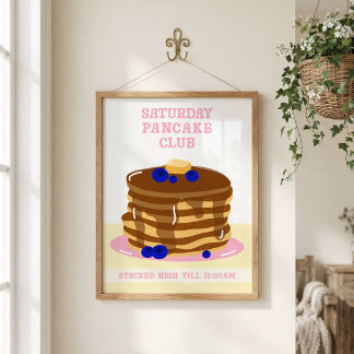 Plezierige en Retro Ontbijtpannenkoeken Keuken Kun Poster