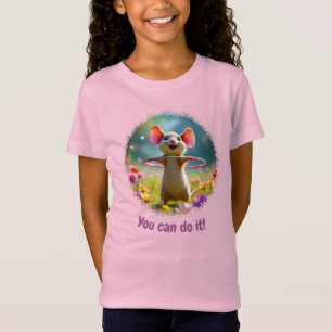Plezierige en schattige muis met hoelahoep, op maa t-shirt