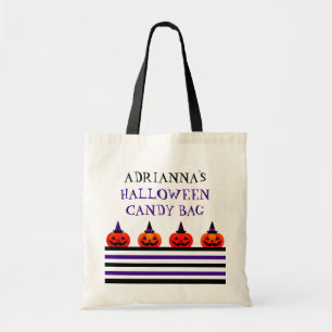 Plezierige, Feestelijke Pompoen & Strepen Custom H Tote Bag