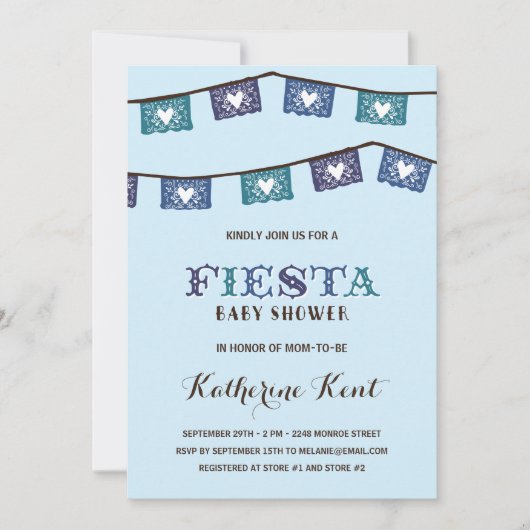 Plezierige Fiesta | Baby Shower voor Blauwe Jongen Kaart (Voorkant)