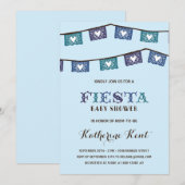 Plezierige Fiesta | Baby Shower voor Blauwe Jongen Kaart (Voorkant / Achterkant)
