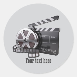 Plezierige filmfans voeg tekst toe  ronde sticker