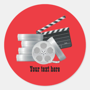 Plezierige filmfans voeg tekst toe ronde sticker