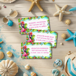 Plezierige Flamingo Tropische Afstudeer Retouradre Etiket