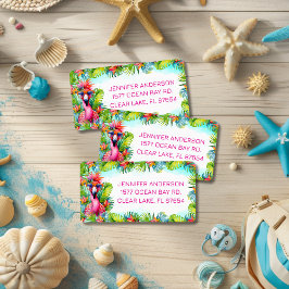 Plezierige Flamingo Tropische Afstudeer Retouradre Etiket