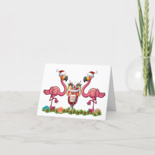 Plezierige Flamingo's Vouwbare Wenskaart Kaart