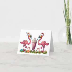 Plezierige Flamingo's Vouwbare Wenskaart Kaart