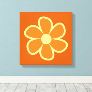 Plezierige funky 60s 70s retro bloem canvas afdruk