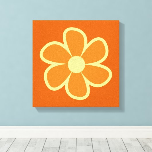 Plezierige funky 60s 70s retro bloem canvas afdruk (Insitu (Houten vloer))