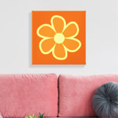 Plezierige funky 60s 70s retro bloem canvas afdruk (Insitu (Woonkamer))
