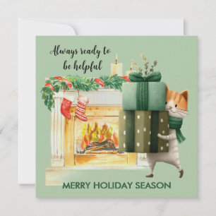 Plezierige Gelukkige Kat Gelukkiger Kerstmis Kaart