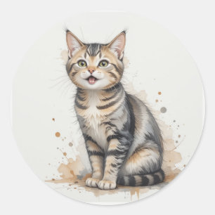 Plezierige Gelukkige Lapjeskat Kittens Huisdier Di Ronde Sticker