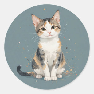 Plezierige Gelukkige Schotse Kat Kittens Huisdier  Ronde Sticker