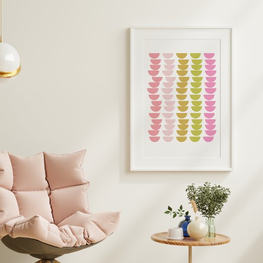 Plezierige geometrische vormkunst in lentegroen en poster