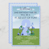 Plezierige Golf Blauwe Jongen 2e Verjaardag Par-Te Kaart (Voorkant / Achterkant)