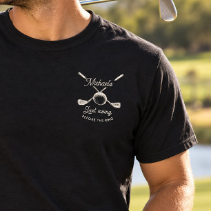 Plezierige golf vrijgezellenfeest laatste swing vo t-shirt