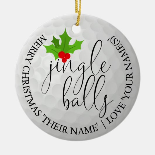 Plezierige Golfer Kerst Golf Cadeau Jingle Balls Keramisch Ornament (Voorkant)