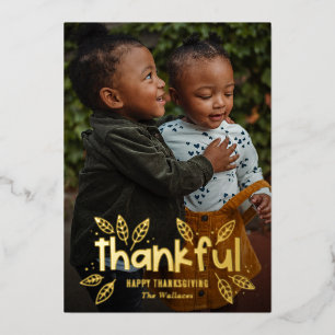 Plezierige Herfst Folie Thanksgiving Foto Kaart