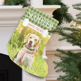 Plezierige hond plaid foto naam gepersonaliseerd kleine kerstsok