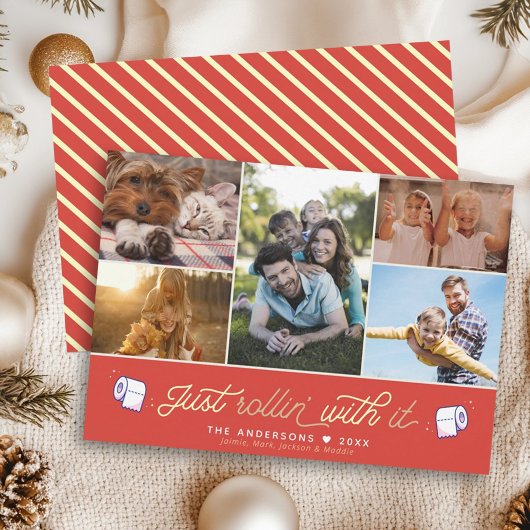 Plezierige humor toiletpapier retro rood feestdagenkaart