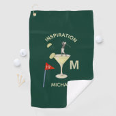 Plezierige Inspirerende 19e Hole Cocktail Monogram Golfhanddoek (Insitu)