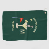 Plezierige Inspirerende 19e Hole Cocktail Monogram Golfhanddoek (Horizontaal)