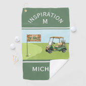 Plezierige Inspirerende 19e Hole Naam Monogram  Golfhanddoek (Insitu)