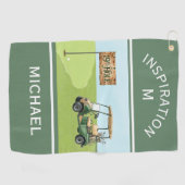 Plezierige Inspirerende 19e Hole Naam Monogram  Golfhanddoek (Horizontaal)