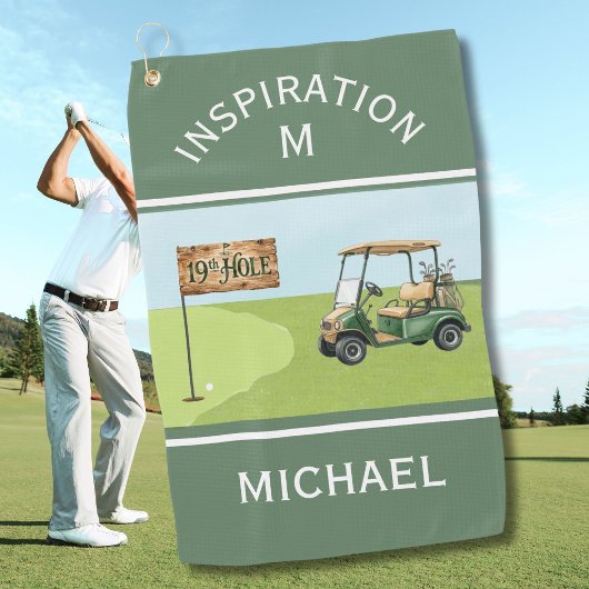 Plezierige Inspirerende 19e Hole Naam Monogram  Golfhanddoek