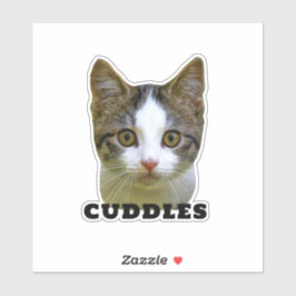 Plezierige kattenfoto en naam Waterdichte vinyl hu Sticker
