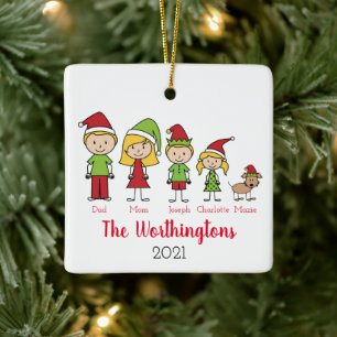 Plezierige Kerst Karakter Gepersonaliseerde Famili Keramisch Ornament
