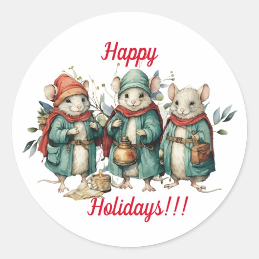 Plezierige Kerst Muis Stickers (Voorkant)