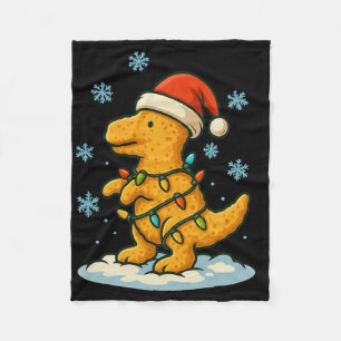 Plezierige kerstlichtjes gewikkeld rond Dinosaur K Fleece Deken