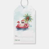 Plezierige Kerstman op het strand Kerstmis Cadeaulabel (Voorkant)