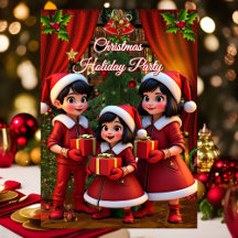 Plezierige Kinderen Kerst Vakantie Rood Groen Cade