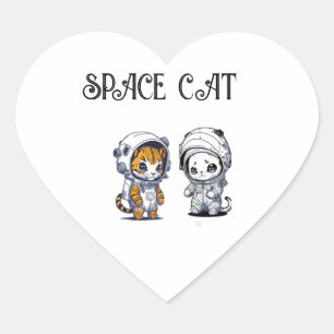 Plezierige kinderkat in astronaut ruimtepak hart sticker