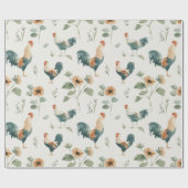 Plezierige Kip Haan Zonnebloem Cadeaupapier (Vlak)